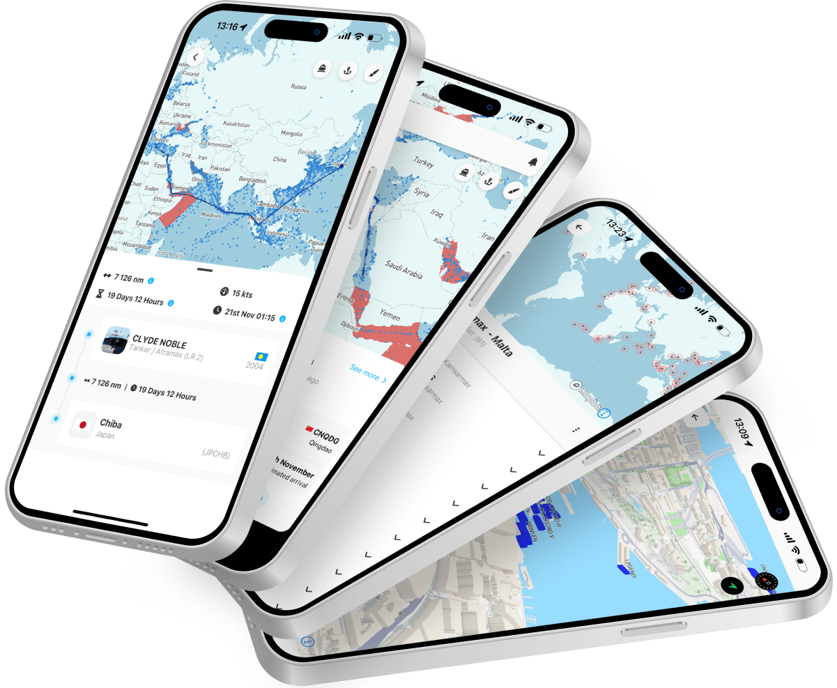 ShipAtlas screenshots on mobile screens.